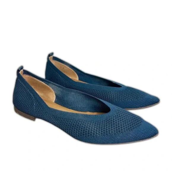 Everlane Womens The 40 Hour Flat ReKnit Size 6.5 Navy Blue Pointed Toe Slip On - Picture 1 of 9